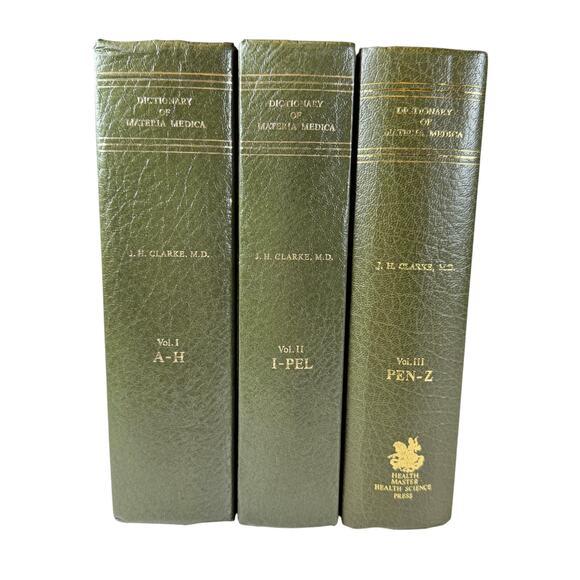 Vol 1 2 3 Dictionary Practical of Materia Medica Books by J.H. Clarke 1977 Book